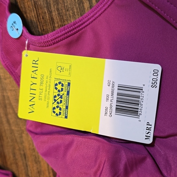 Vanity Fair High Impact Bra Non-Padded Plumberry 42C - Picture 3 of 5